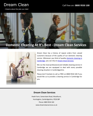 Domestic Cleaning At It's Best - Dream Clean Services
