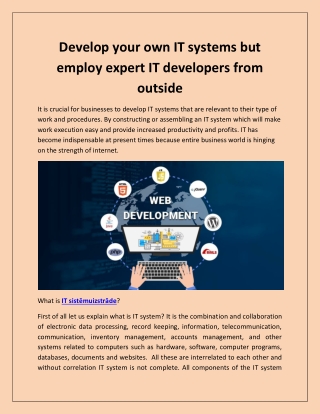 Develop your own IT systems but employ expert IT developers from outside