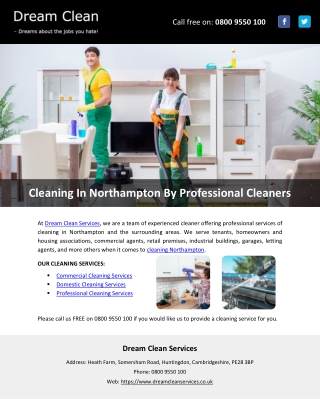 Cleaning In Northampton By Professional Cleaners