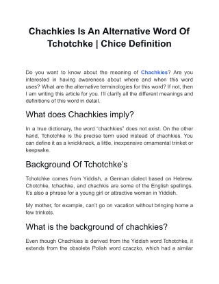 Chachkies Is An Alternative Word Of Tchotchke _ Chice Definition