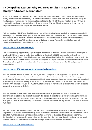 How to Save Money on results rna acs 200 extra strength