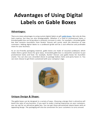 Advantages of Using Digital Labels on Gable Boxes