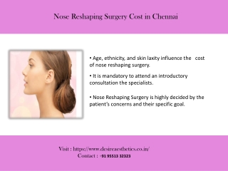 Nose reshaping surgery cost in Chennai