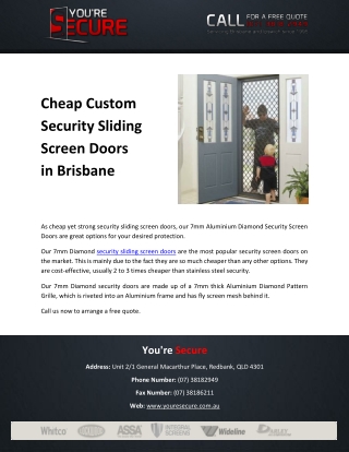 Cheap Custom Security Sliding Screen Doors in Brisbane