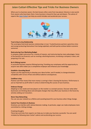 Jaian Cuttari-Effective Tips and Tricks For Business Owners