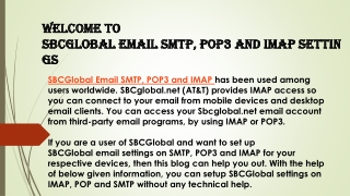 SBCGlobal Email SMTP, POP3 and IMAP Settings