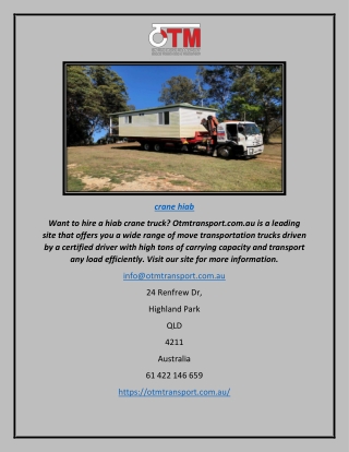 Crane Hiab | Otmtransport.com.au