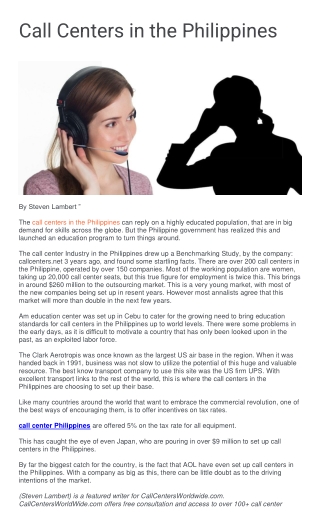 Call Centers in the Philippines