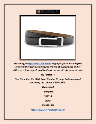 Stylish Belts For Mens | Myperfectfit.co.in