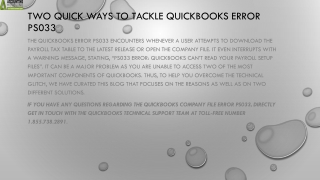 An easy method to fix QuickBooks Error PS033