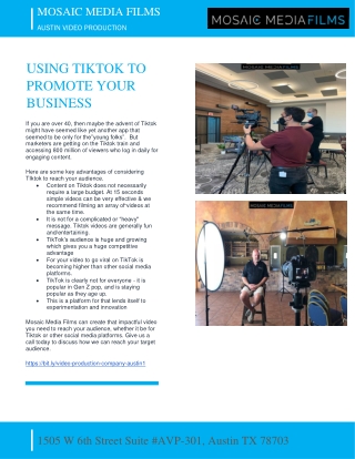 USING TIKTOK TO PROMOTE YOUR BUSINESS - MOSAIC MEDIA FILMS