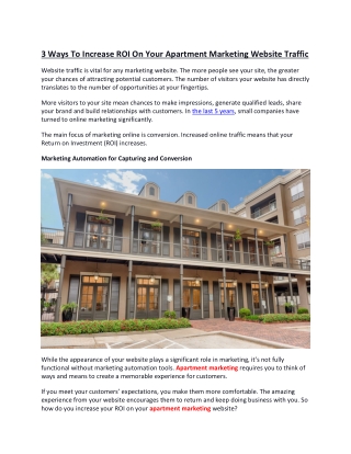 How To Increase ROI On Your Apartment Marketing Website