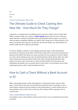 The Ultimate Guide to Check Cashing Atm Near Me - How Much Do They Charge