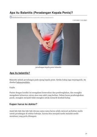 Apa itu Balanitis Peradangan Kepala Penis klinikkelaminku.com