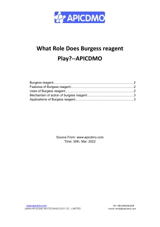 What Role Does Burgess reagent Play--APICDMO