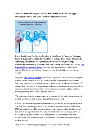 Contract Research Organization (CROs) Services Market