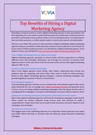 Top Benefits of Hiring a Digital Marketing Agency