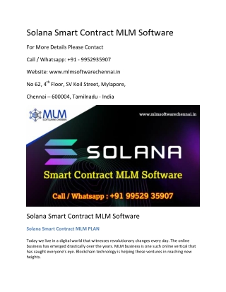 Solana Smart Contract MLM Software