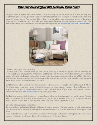 Make Your Room Brighter With Decorative Pillow Covers