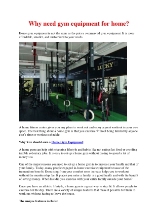 Why need gym equipment for