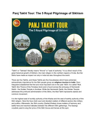 Panj takht tour - The 5 Royal Pilgrimage of Sikhism