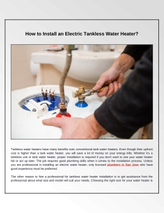 Tips to Handle Installation of a Tankless Water Heater by Myself