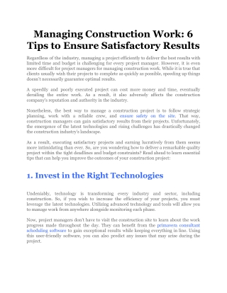 Managing Construction Work_ 6 Tips to Ensure Satisfactory Results