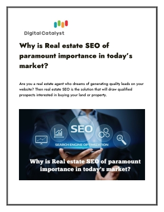 Why is Real estate SEO of paramount importance in today’s market