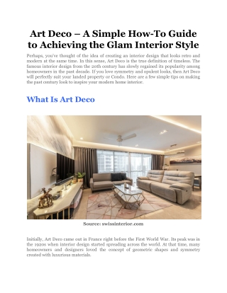 Art Deco – A Simple How-To Guide to Achieving the Glam Interior Style
