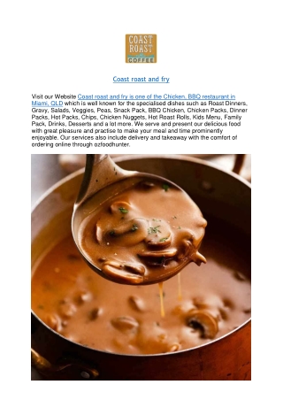 5% off - Coast roast and fry Restaurant Menu Miami,QLD