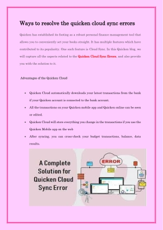 Ways to resolve the quicken cloud sync errors