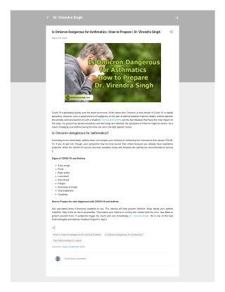 Is Omicron Dangerous for Asthmatics  How to Prepare  Dr. Virendra Singh