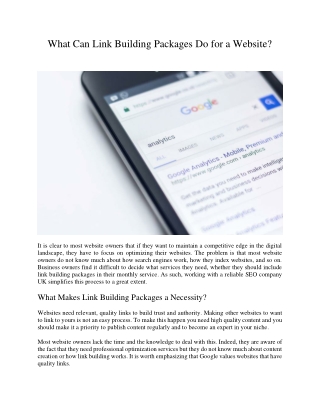 What Can Link Building Packages Do for a Website