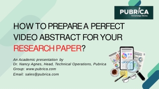 How to prepare a perfect video abstract for your research paper – Pubrica