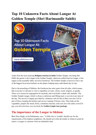 Top 10 Unknown Facts About Langar At Golden Temple (Shri Harimandir Sahib)