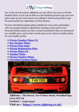 Private Number Plates Uk