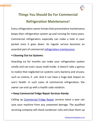 Things You Should Do For Commercial Refrigeration Maintenance!