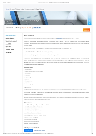 Impact of Diabetes and its Management with Multiple Ailments _ eMedEvents