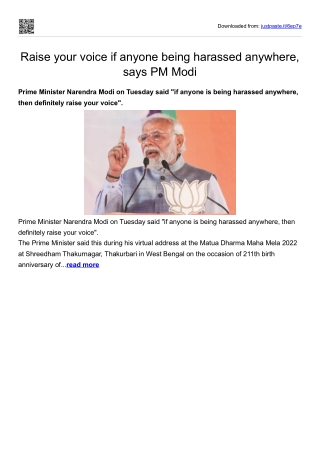 Raise your voice if anyone being harassed anywhere, says PM Modi
