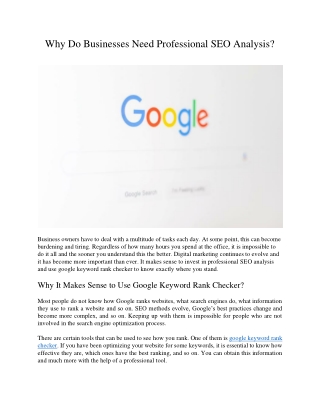 Why Do Businesses Need Professional SEO Analysis?