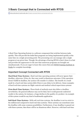 3 Basic Concept that is Connected with RTOS