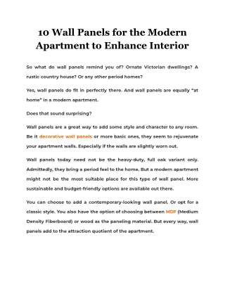 10 Wall Panels for the Modern Apartment to Enhance Interior