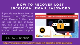 How To Recover Lost SBCGlobal Email Password -  1-(559)-312-2872 Sbcglobal Helpline