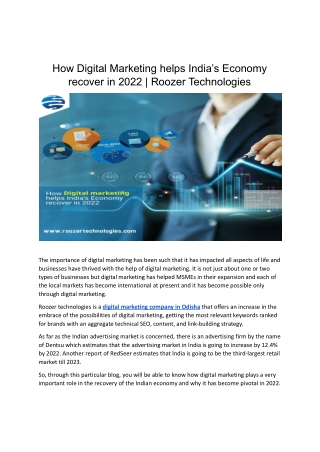 How-Digital-Marketing-helps-India’s-Economy-recover-in-2022- Roozer Technologies