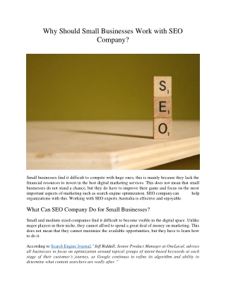 Why Should Small Businesses Work with SEO Company