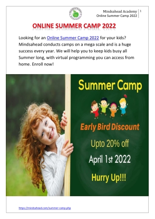 Online Summer Camp 2022