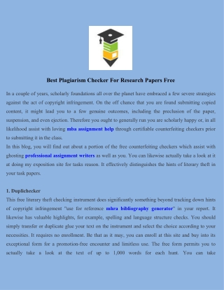 Best Plagiarism Checker For Research Papers Free