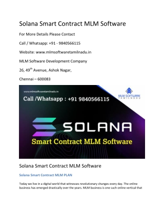 Solana Smart Contract MLM Software