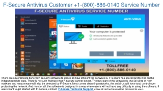 F-Secure Antivirus Support  1-(800)-886-0140 Helpline Number