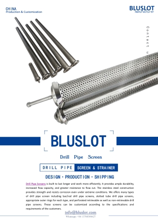 China Drill Pipe Screens Manufacturer - Bluslot